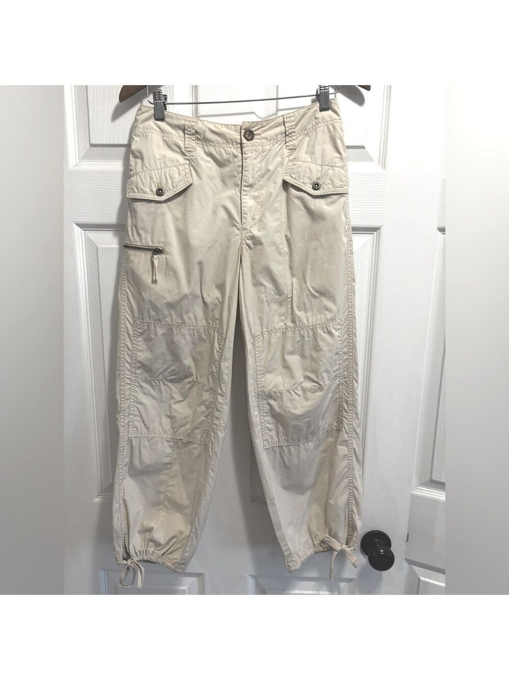 ANTHROPOLOGIE Ripley Utility Cargo Pants Cream Tan Size 26